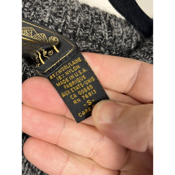 Vintage 90s Eddie Bauer Charcoal Wool Crewneck Sweater USA Made Size Small (N) - Picture 7 of 9